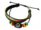 Rasta Peace Sign Leather Bracelet